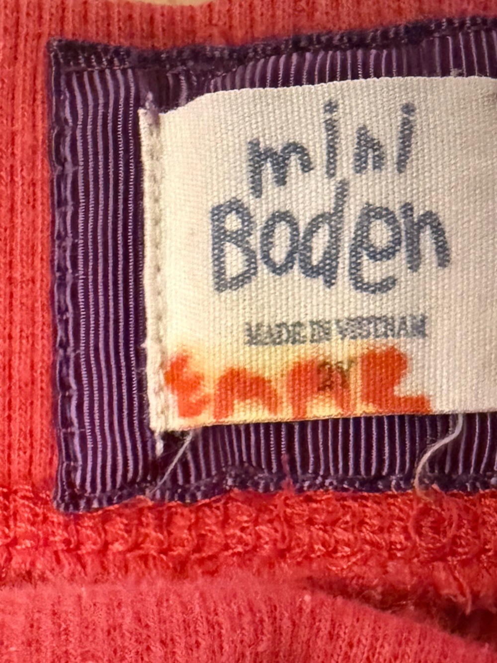Mini Boden Jersey Baggies shorts 2T GUC red and purple stripe - Picture 3 of 5